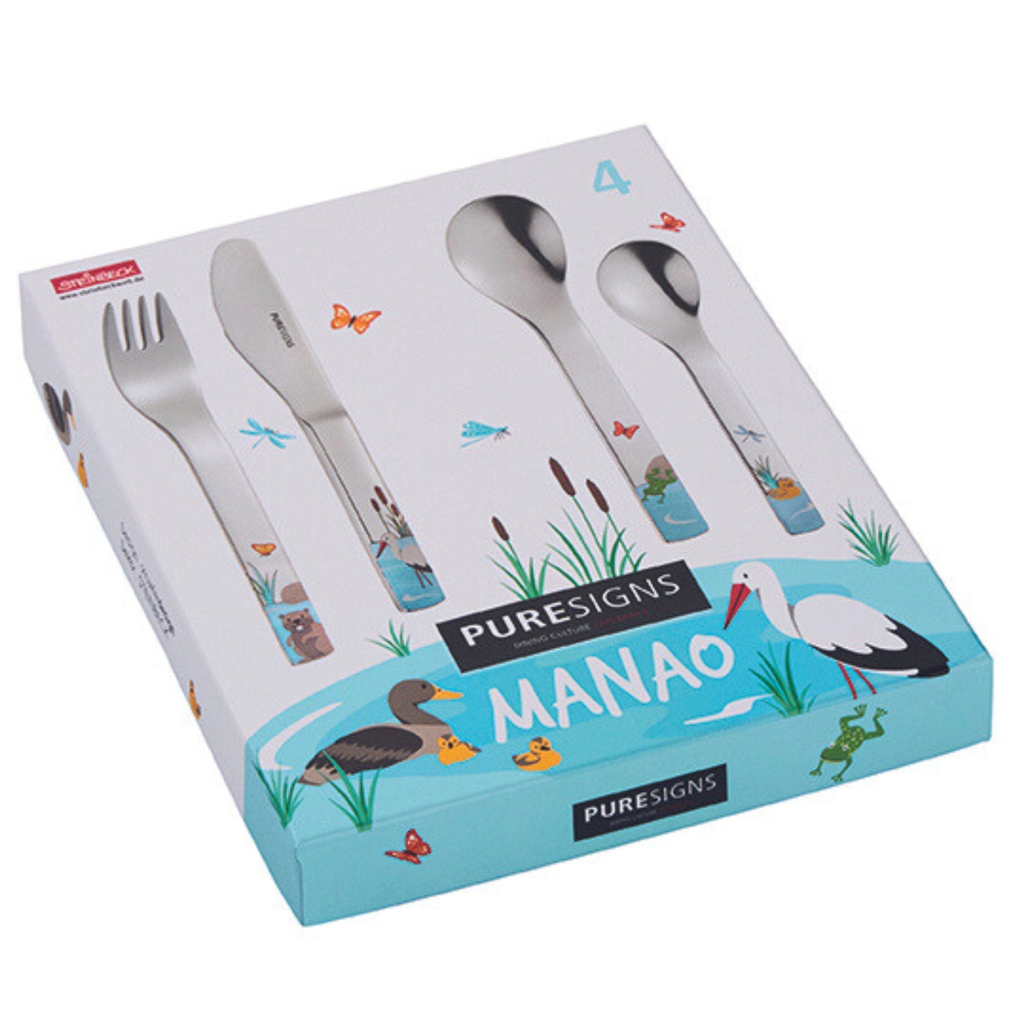 Kinderbesteck 4 - teilig MANAO mit Gravur -