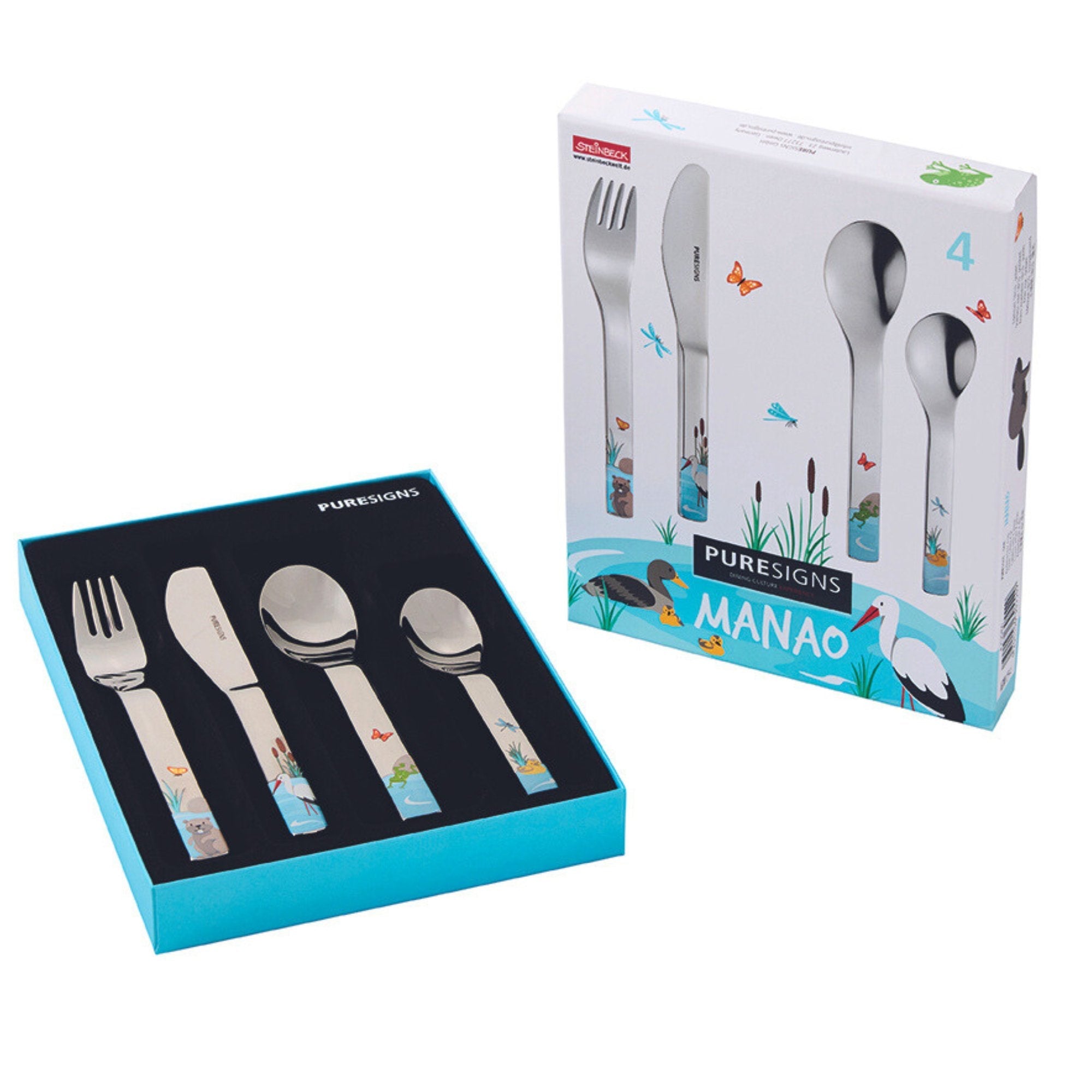 Kinderbesteck 4 - teilig MANAO mit Gravur -