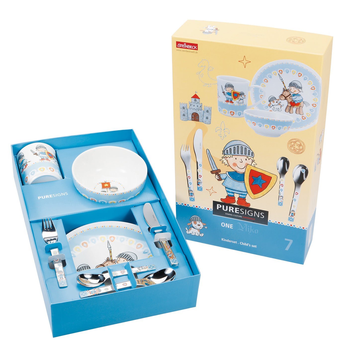 Kindergeschirr Set 7 - teilig MIKO mit Gravur -