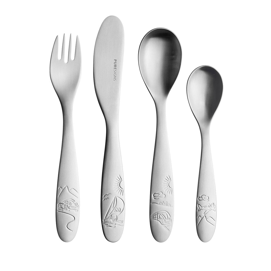 Kinderbesteck 4 - teilig TRIP mit Gravur -